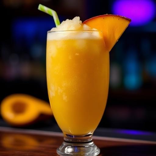Delay of Game, a frozen mango drink with a pineapple wedge