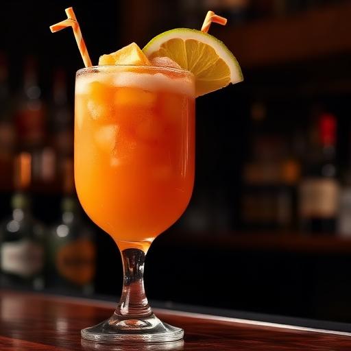 Henny Punch, frozen orange, with a lemon wheel