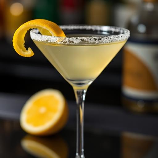 Lemon Drop in a sugar-rimmed martini glass with a lemon twist
