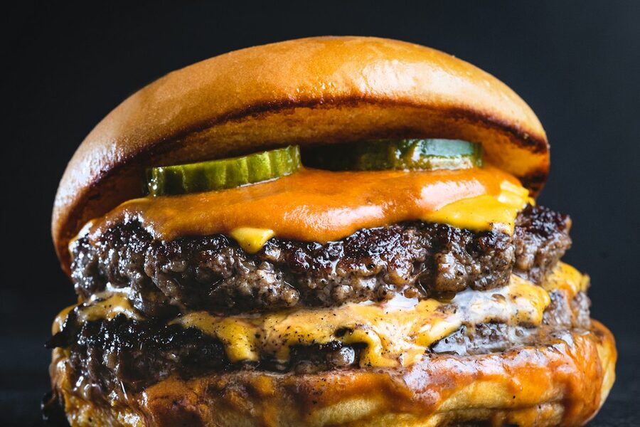 Smash burger with fries